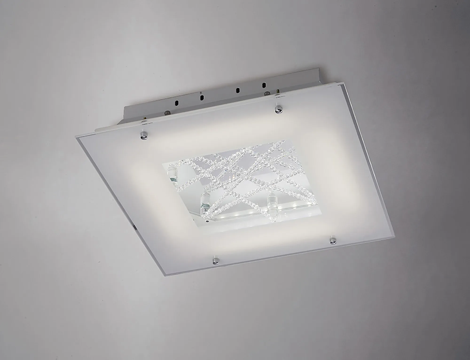 IL80050  Felix Crystal 16W LED Square  Flush Ceiling Light